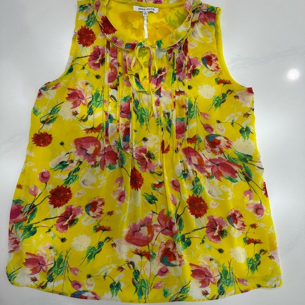 Rose & Olive Yellow Floral Blouse - Picture 3 of 7
